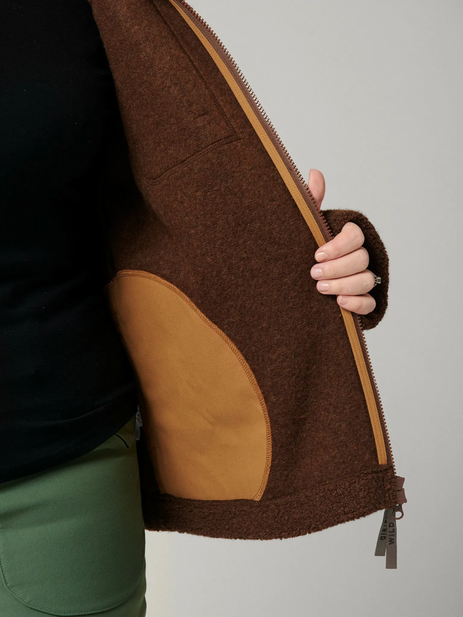 Minna Minimalist Wool Fleece Jacket Brown