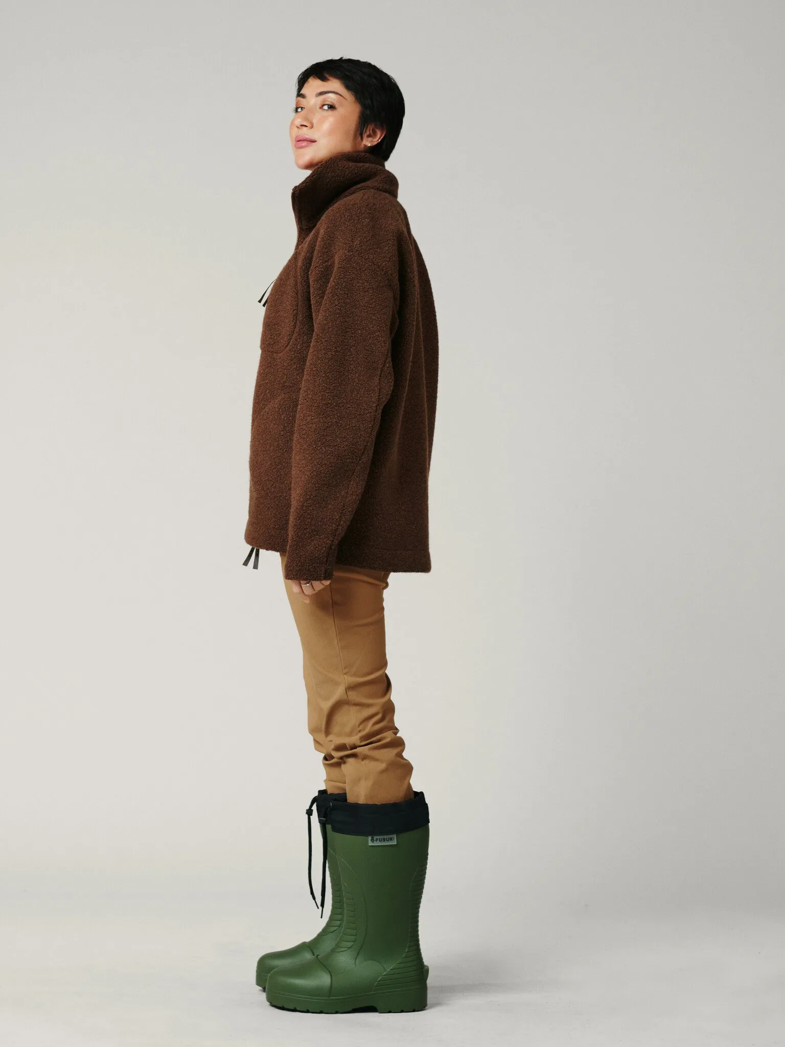 Minna Minimalist Wool Fleece Jacket Brown
