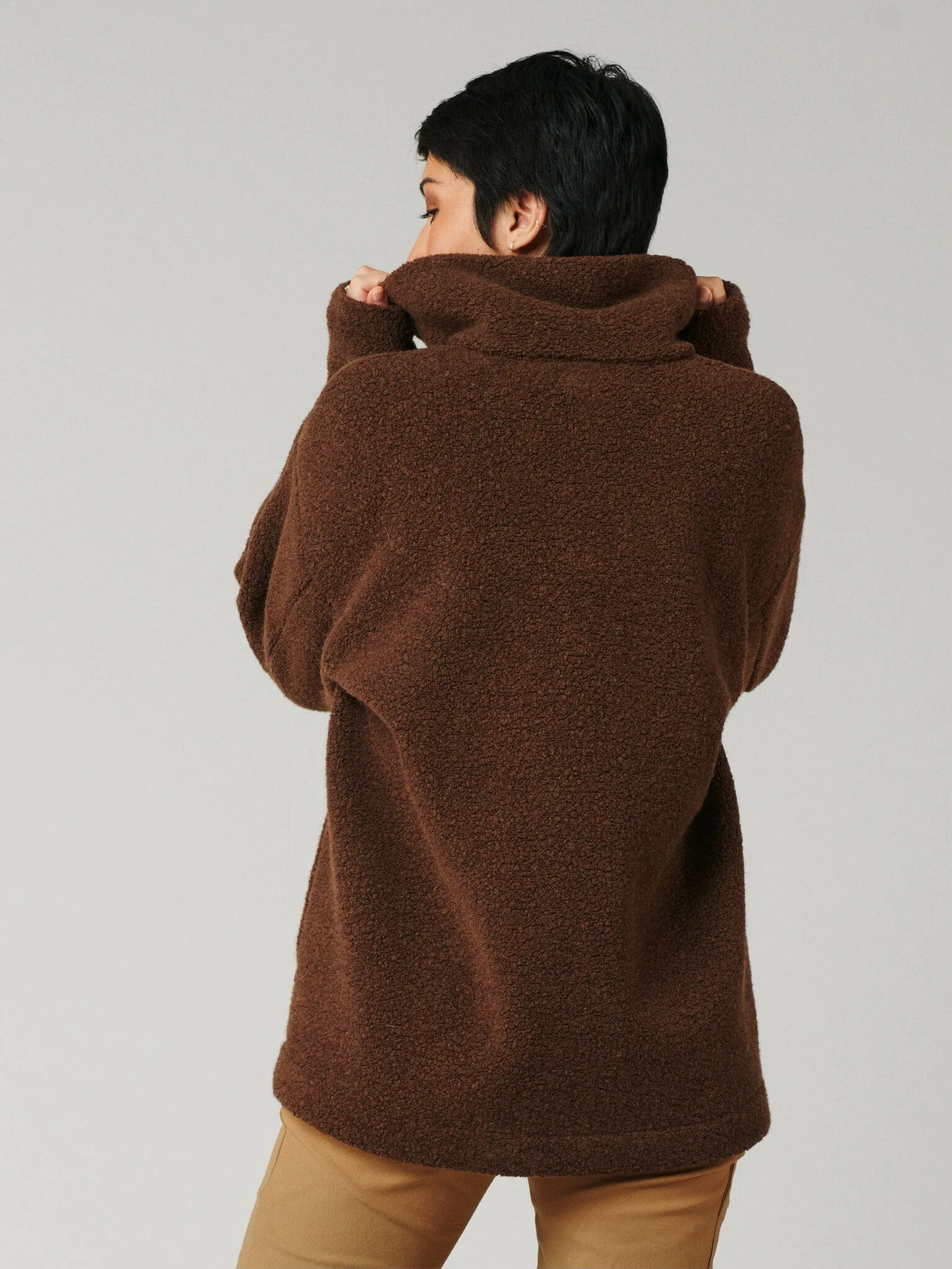 Minna Minimalist Wool Fleece Jacket Brown
