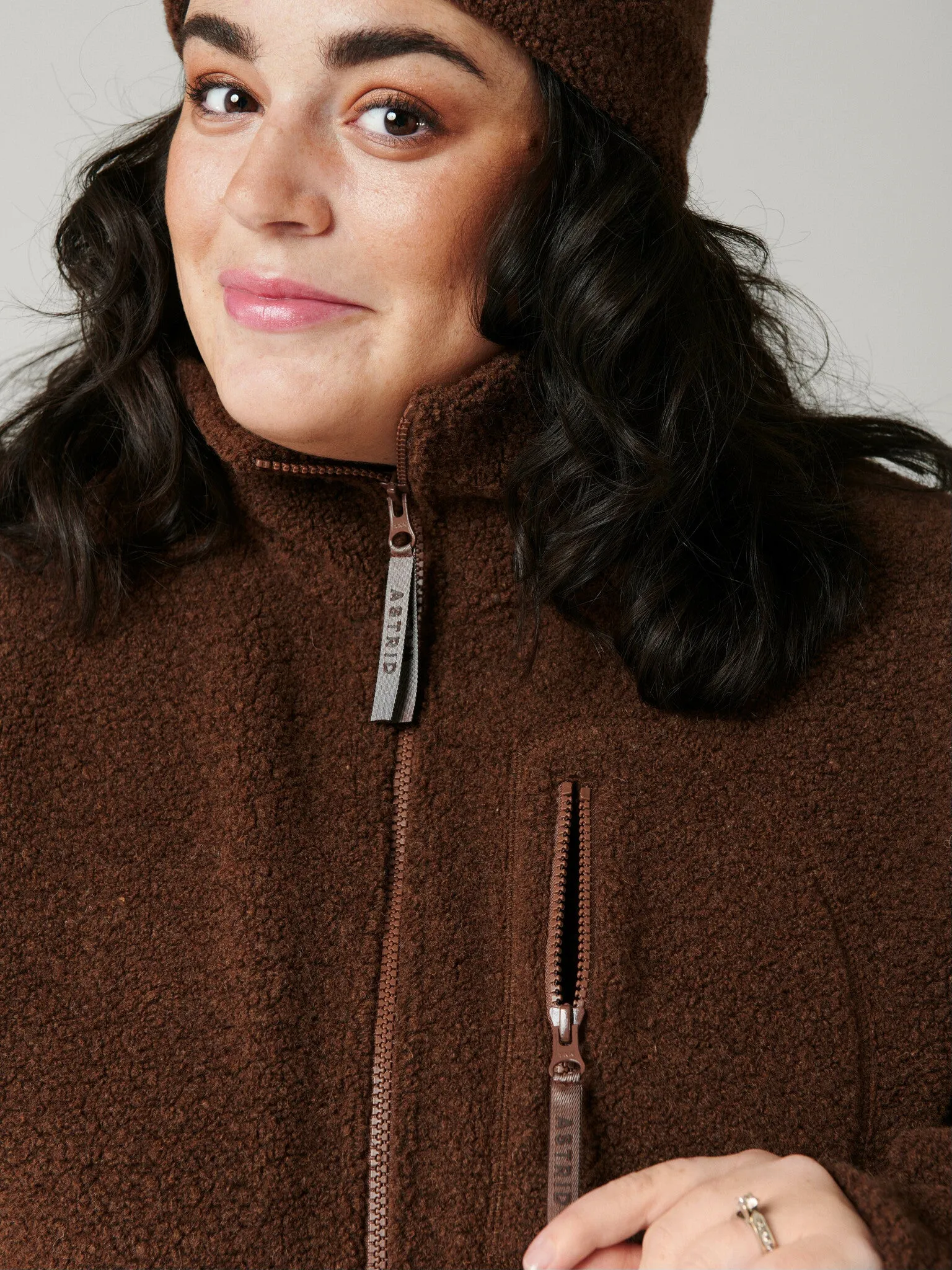 Minna Minimalist Wool Fleece Jacket Brown
