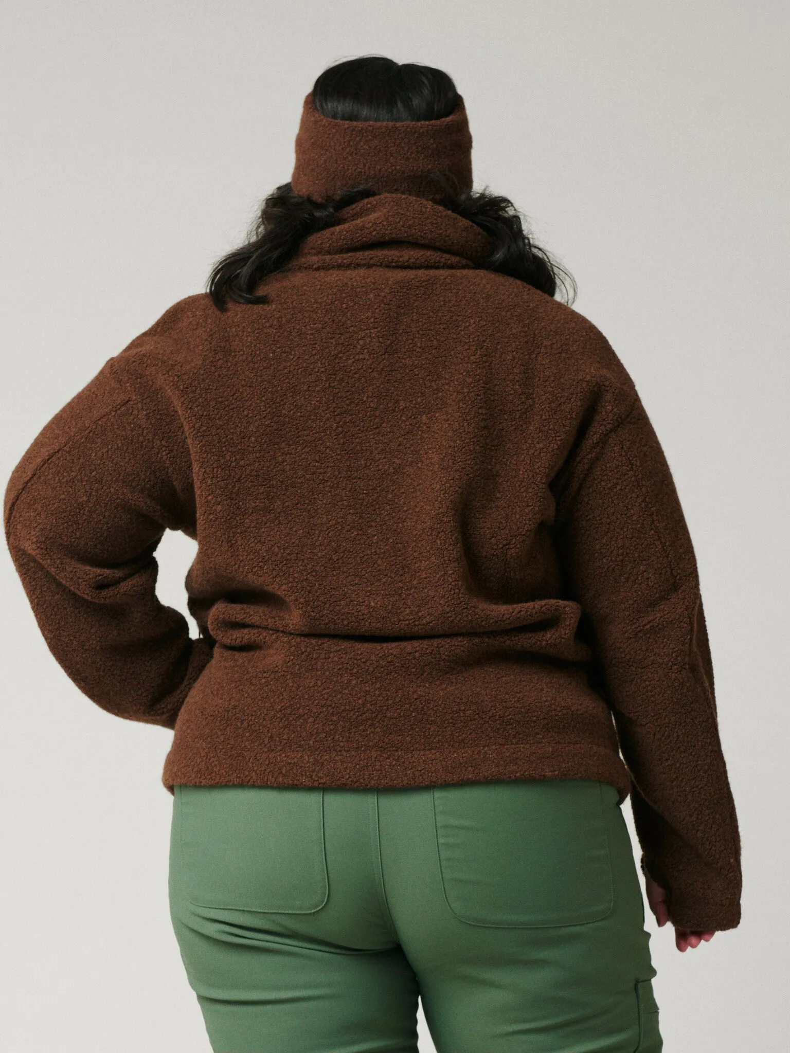 Minna Minimalist Wool Fleece Jacket Brown