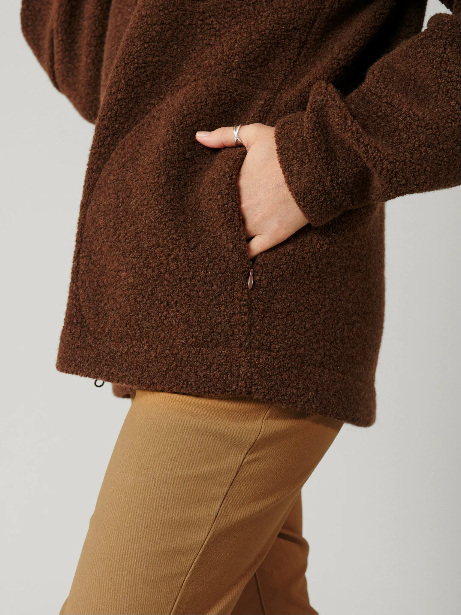 Minna Minimalist Wool Fleece Jacket Brown