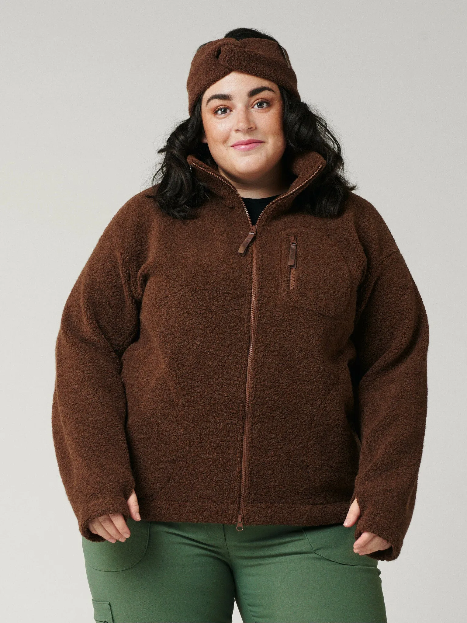 Minna Minimalist Wool Fleece Jacket Brown
