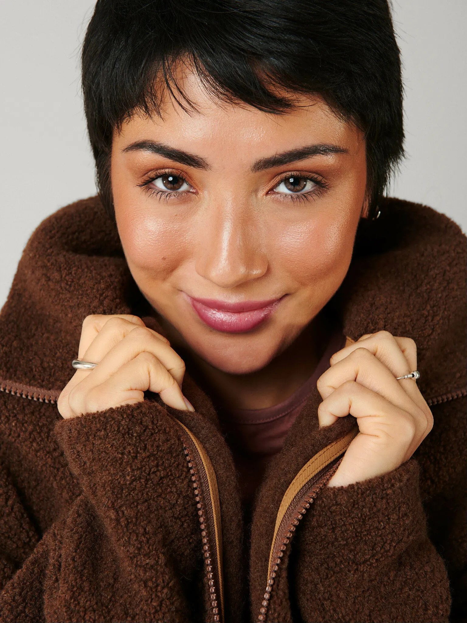 Minna Minimalist Wool Fleece Jacket Brown