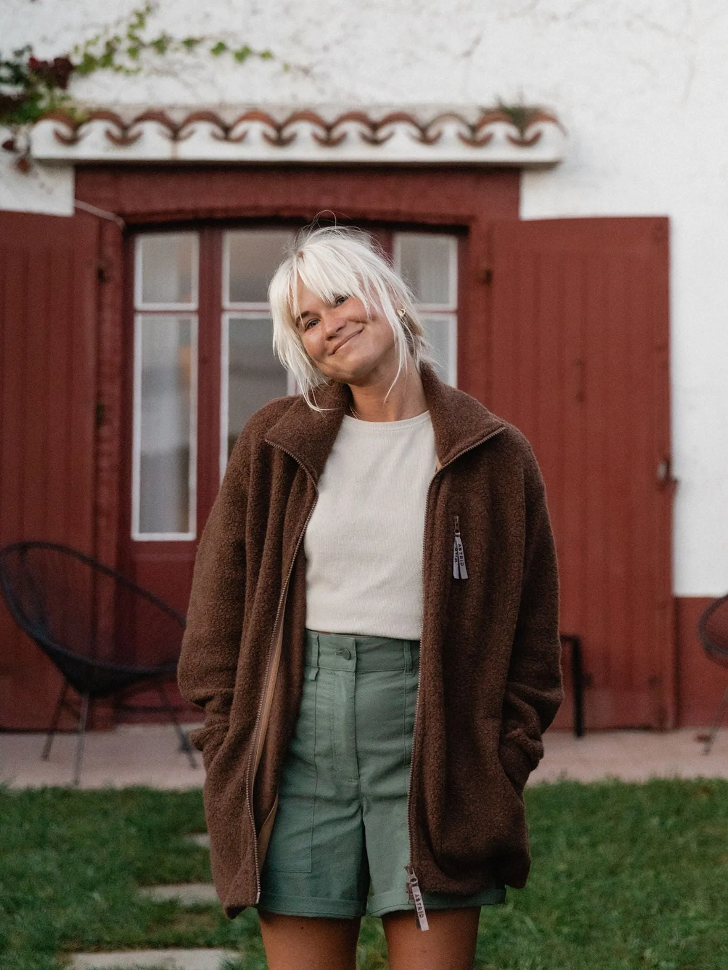 Minna Minimalist Wool Fleece Jacket Brown