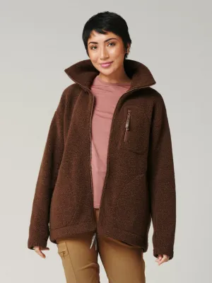 Minna Minimalist Wool Fleece Jacket Brown