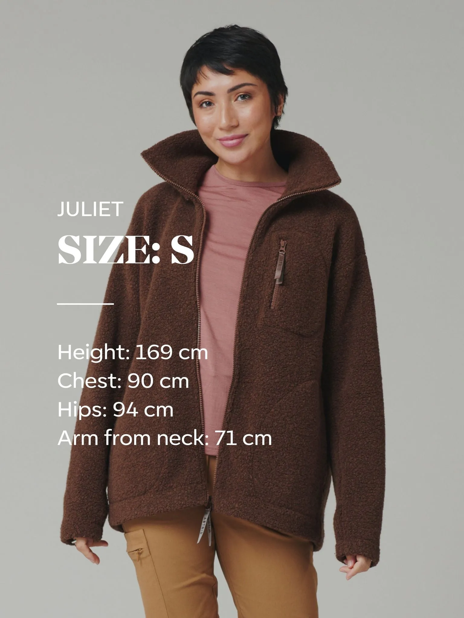 Minna Minimalist Wool Fleece Jacket Brown
