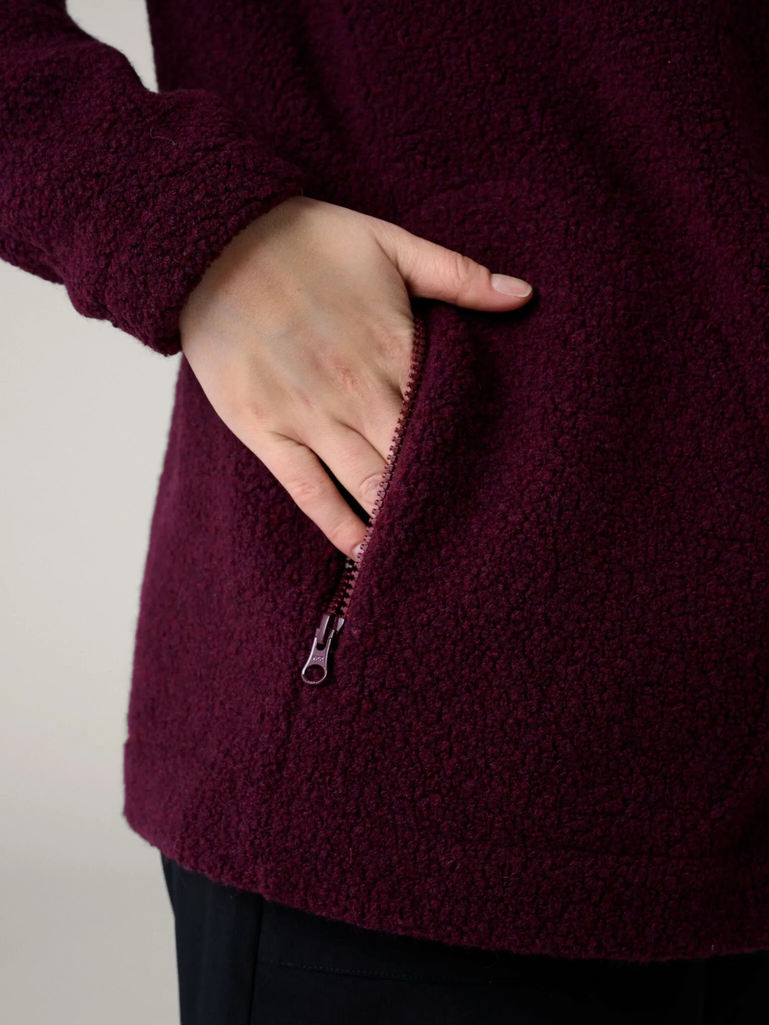 Minna Minimalist Wool Fleece Jacket Burgundy
