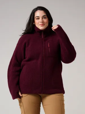 Minna Minimalist Wool Fleece Jacket Burgundy