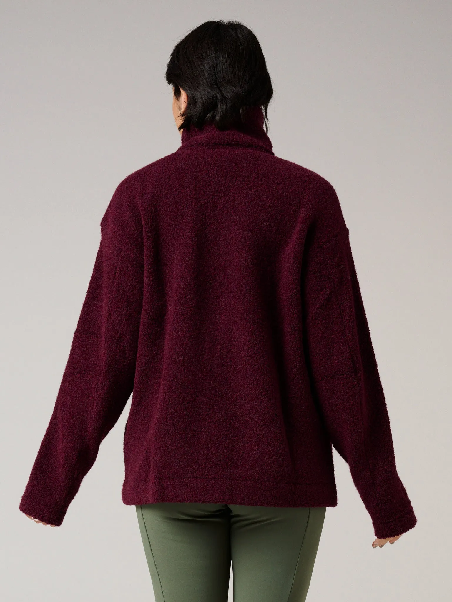 Minna Minimalist Wool Fleece Jacket Burgundy