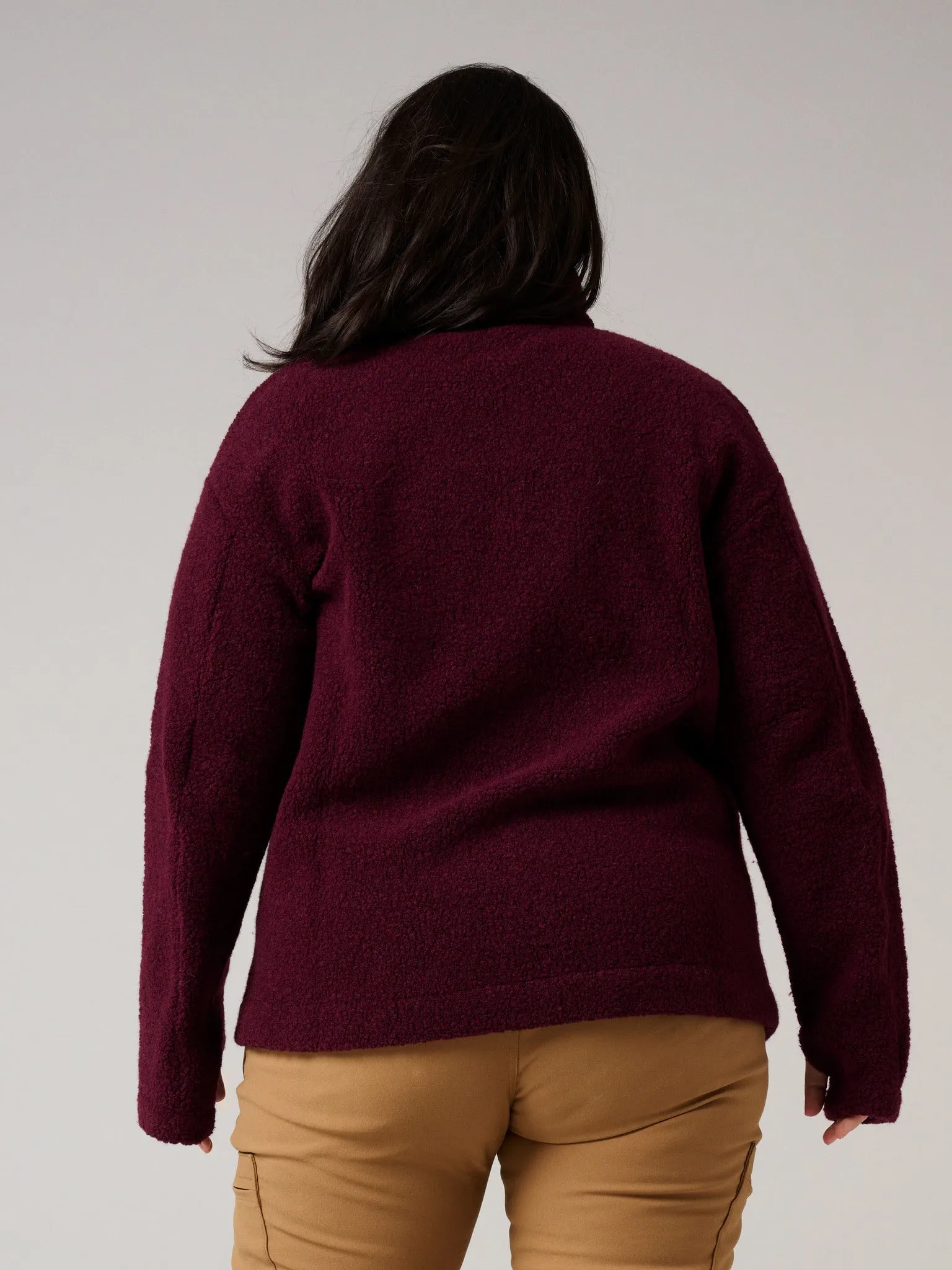 Minna Minimalist Wool Fleece Jacket Burgundy