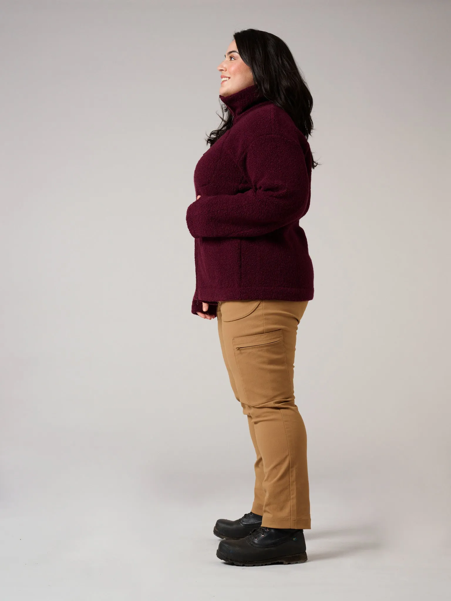 Minna Minimalist Wool Fleece Jacket Burgundy