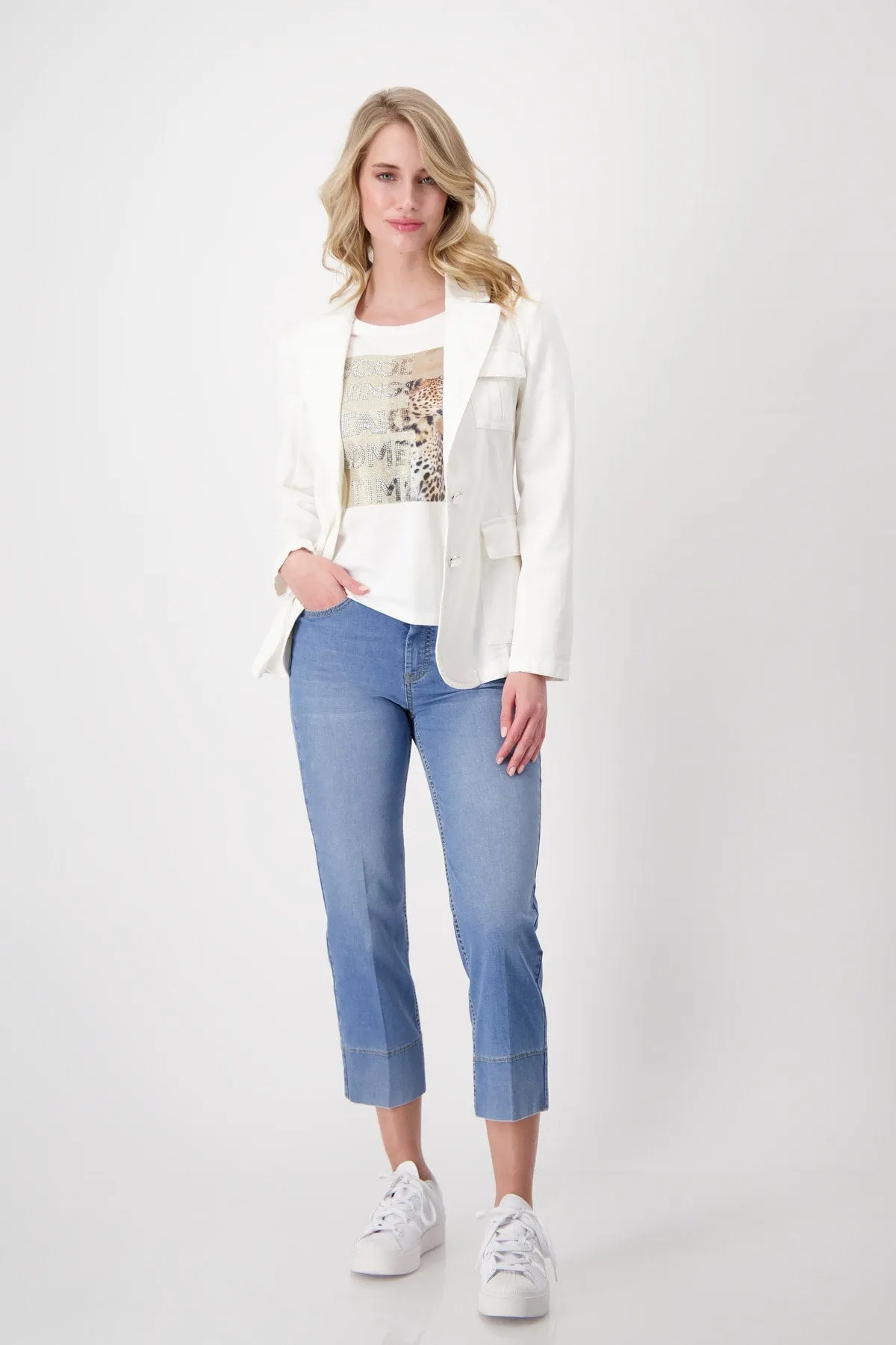 Monari Leopard Print T'Shirt - Off White