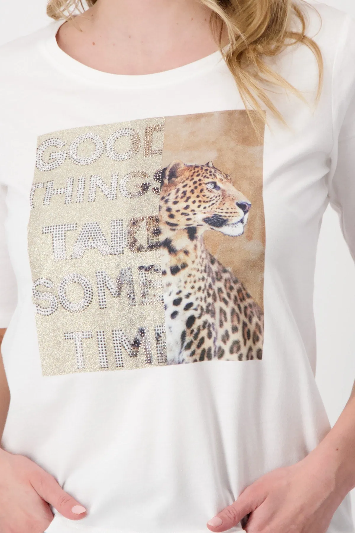 Monari Leopard Print T'Shirt - Off White