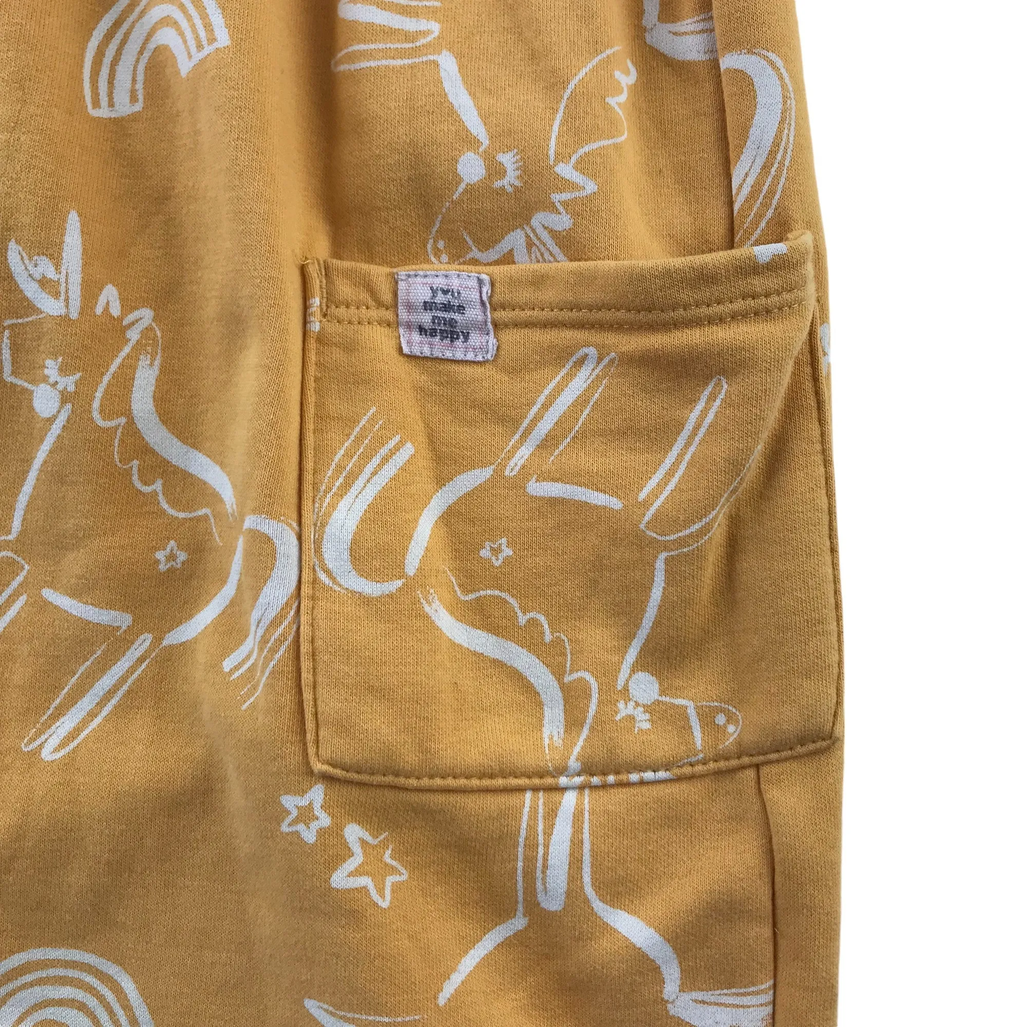 Nutmeg dress 5-6 years yellow unicorn jersey
