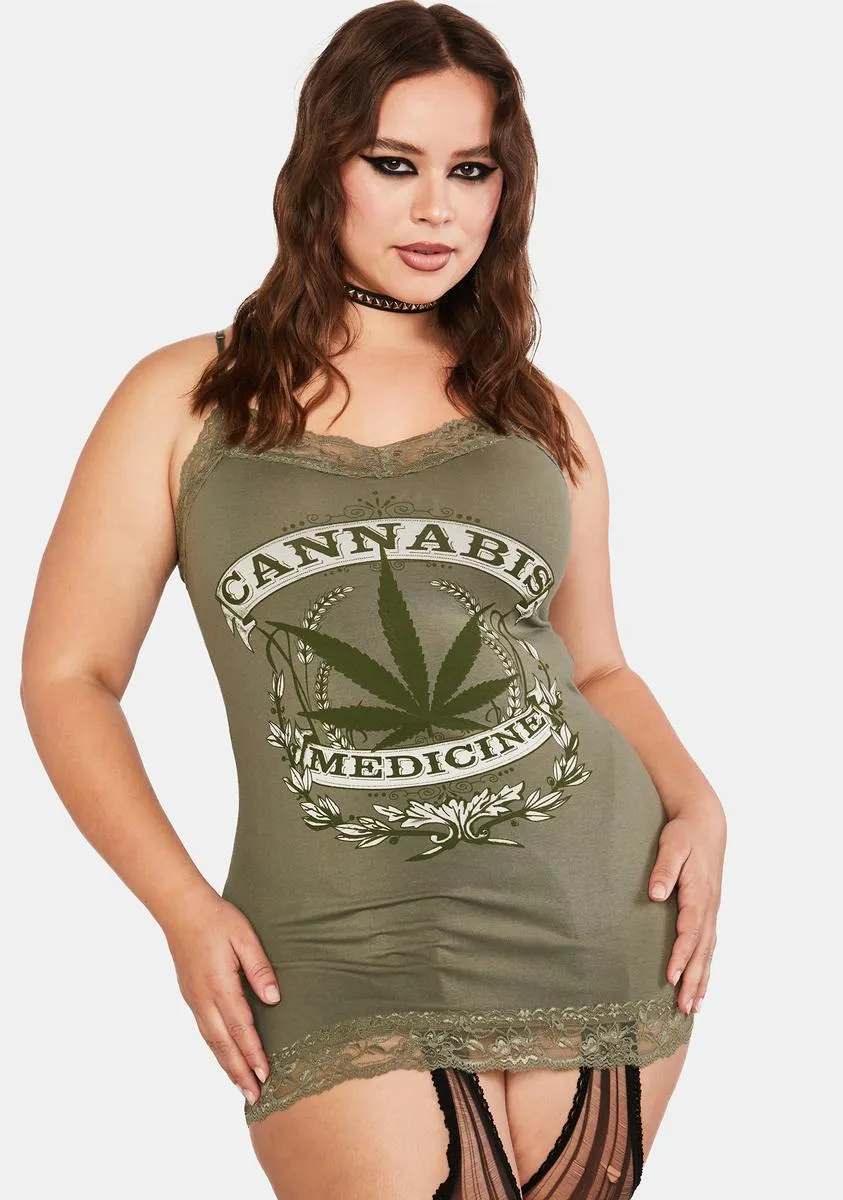 Plus Cannabis Cami Mini Dress