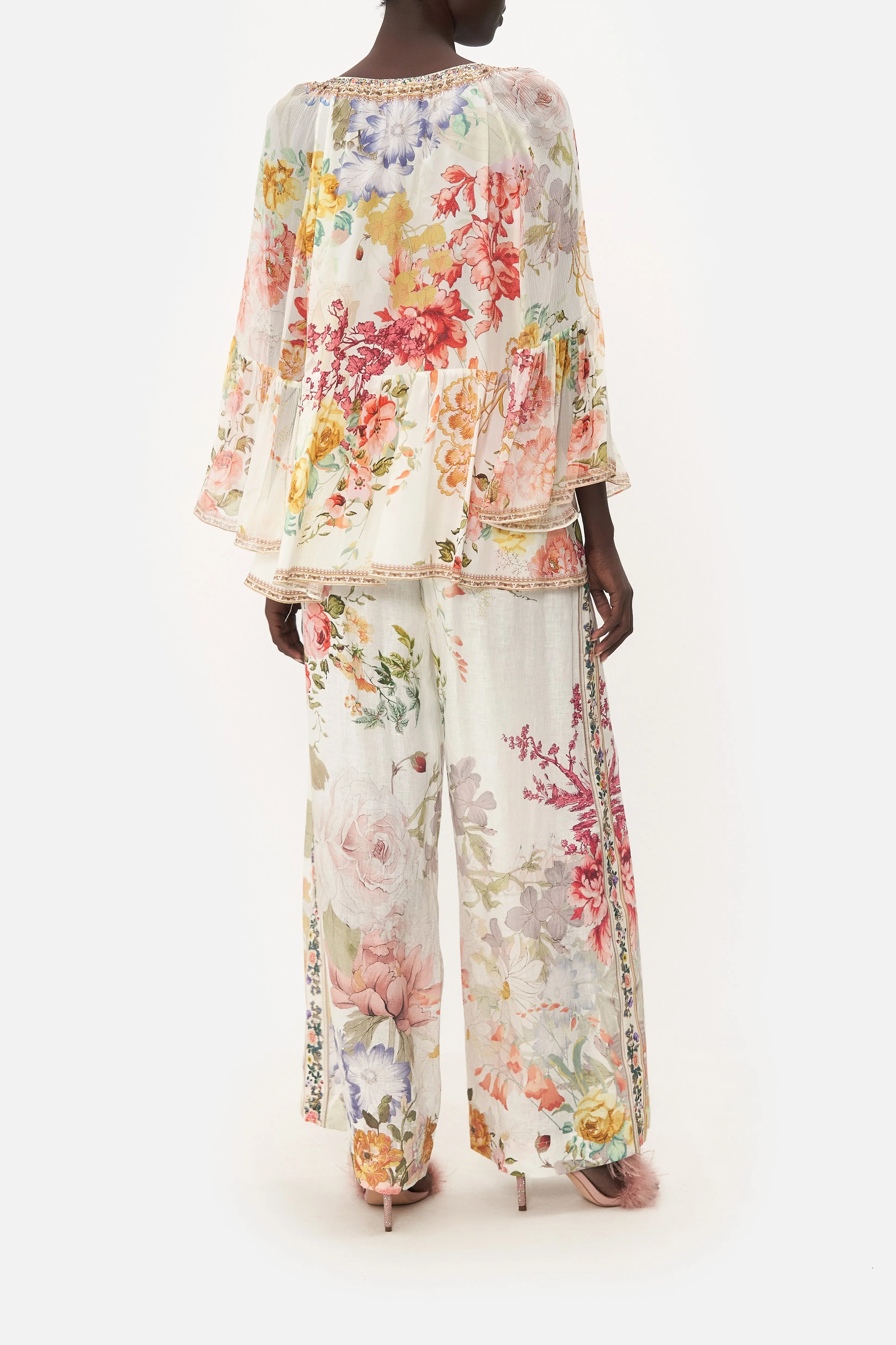 RAGLAN BLOUSE WITH SLEEVE RUFFLE ROMANTIC RITES
