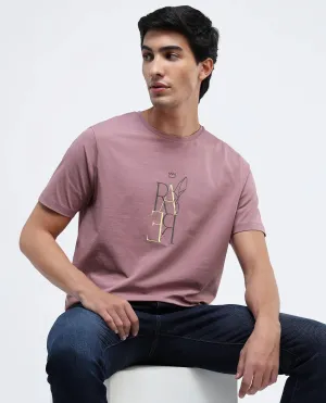 Rare Rabbit Men Keat Pink Short Sleeves Crew Neck Regular Fit Hd Graphic Print T-Shirt