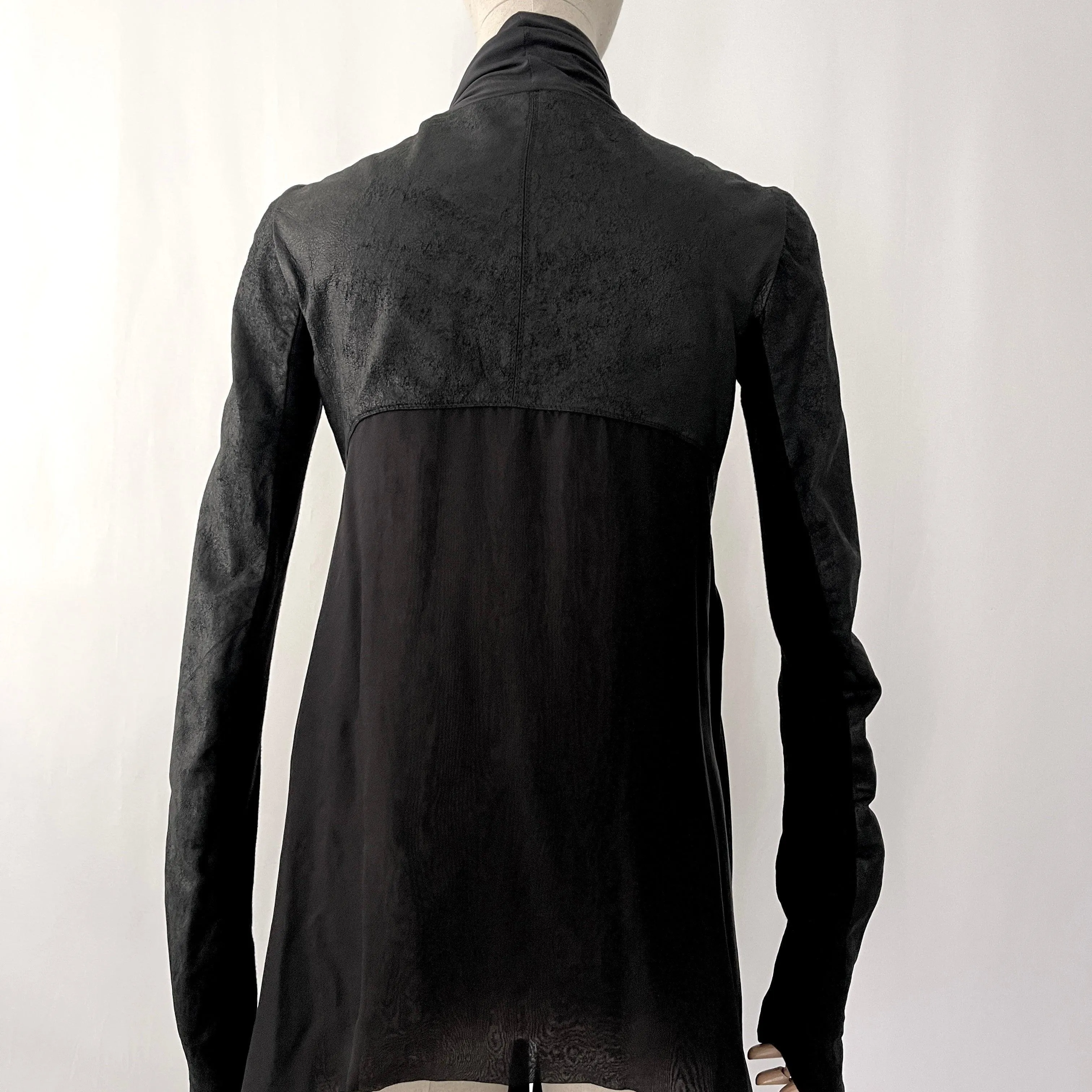 RICK OWENS Leather and Silk Cardigan