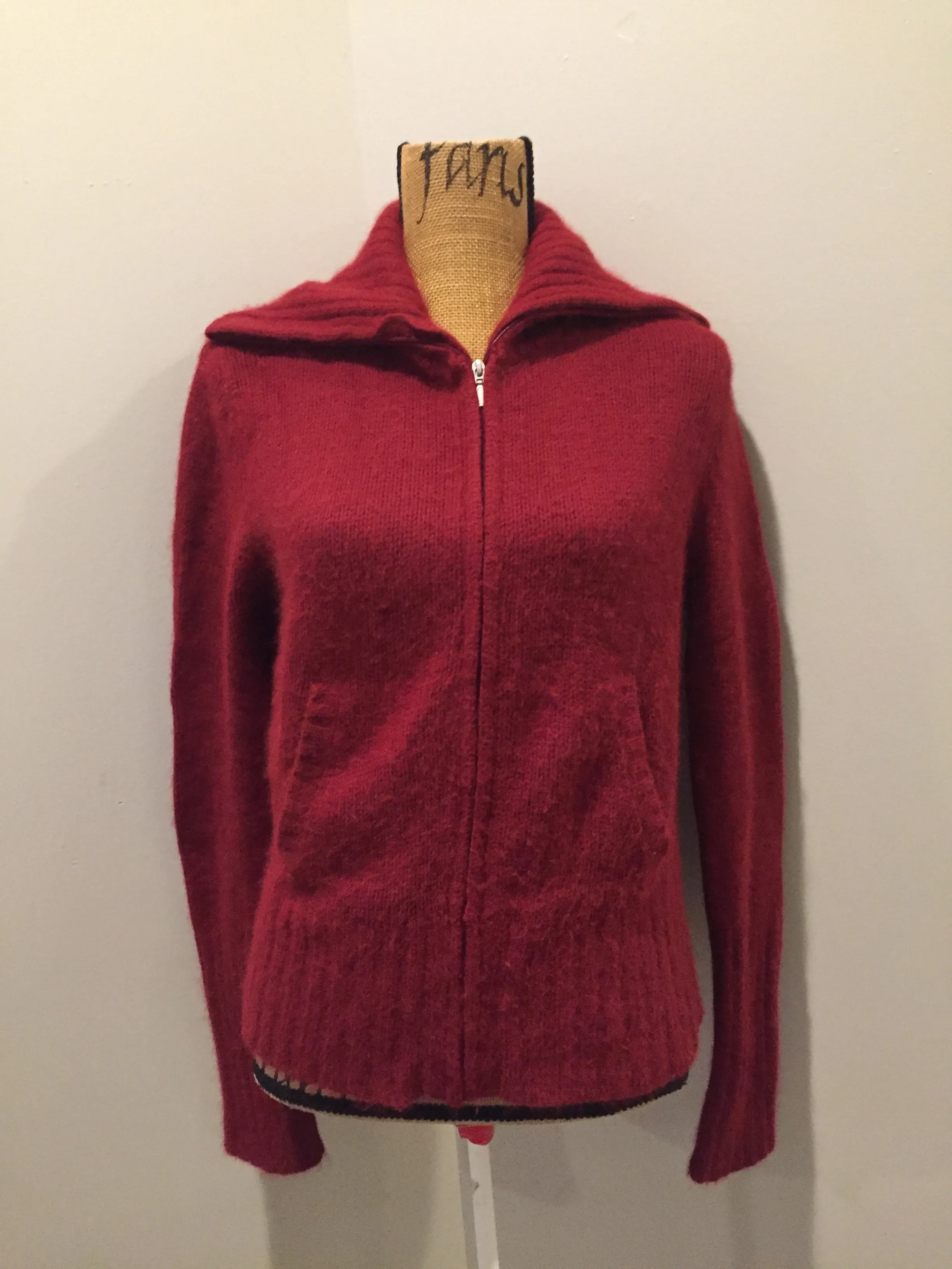 Roots Red Angora Wool Zip Cardigan SOLD