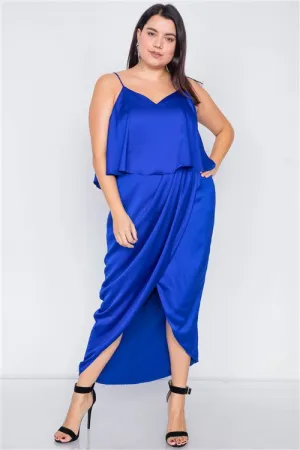 Satin Flounce Bandage Maxi Dress