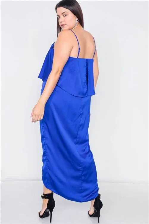 Satin Flounce Bandage Maxi Dress