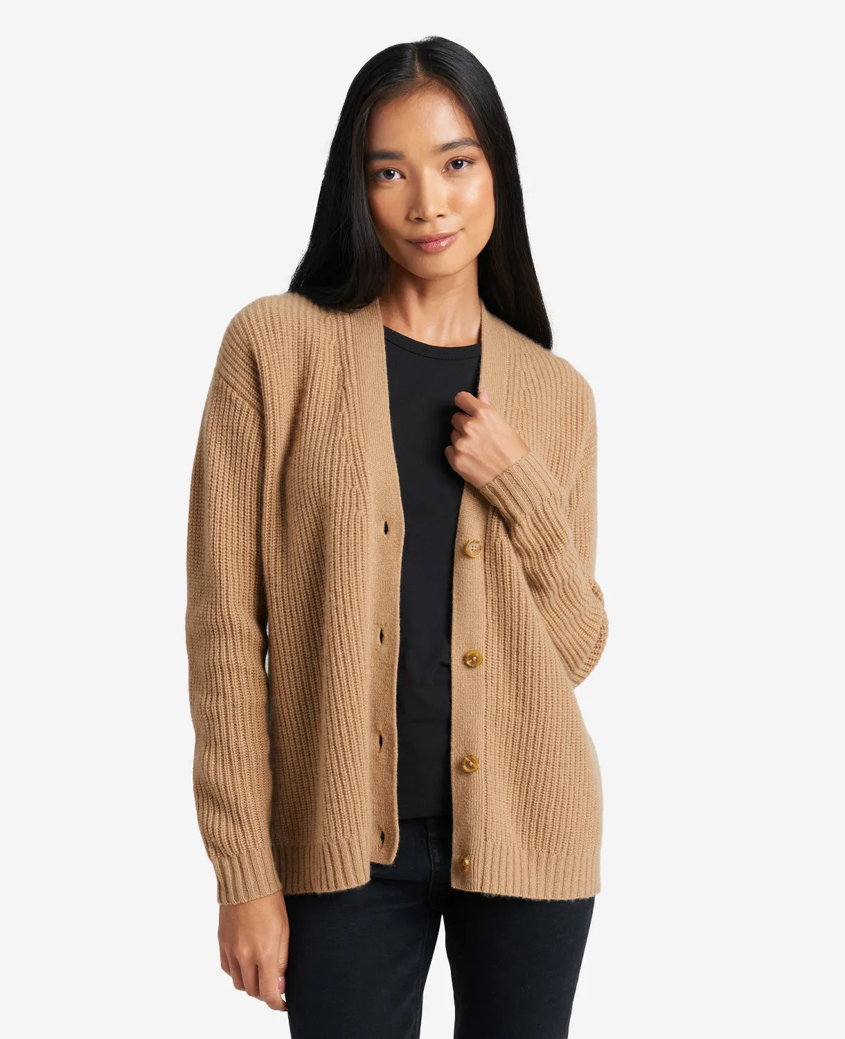 Site Exclusive! Cashmere Ribbed-Knit Cardigan