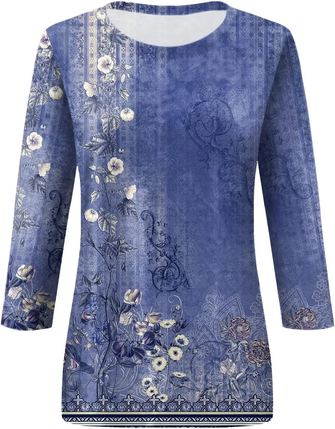 slqdgmryz 3/4 Sleeve Shirts for Women Loose Fit Crewneck Dressy Casual Tops Lightweight Solid Color Comfy Cute T Shirts