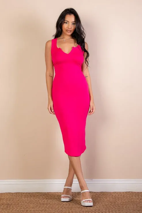 Split Neck Tank Midi Dress