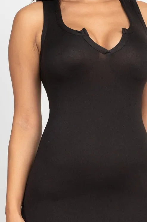 Split Neck Tank Midi Dress