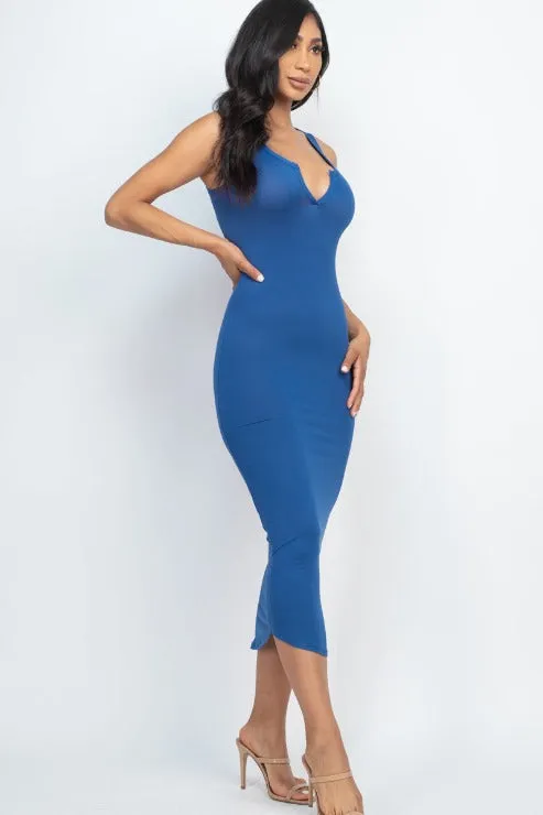 Split Neck Tank Midi Dress