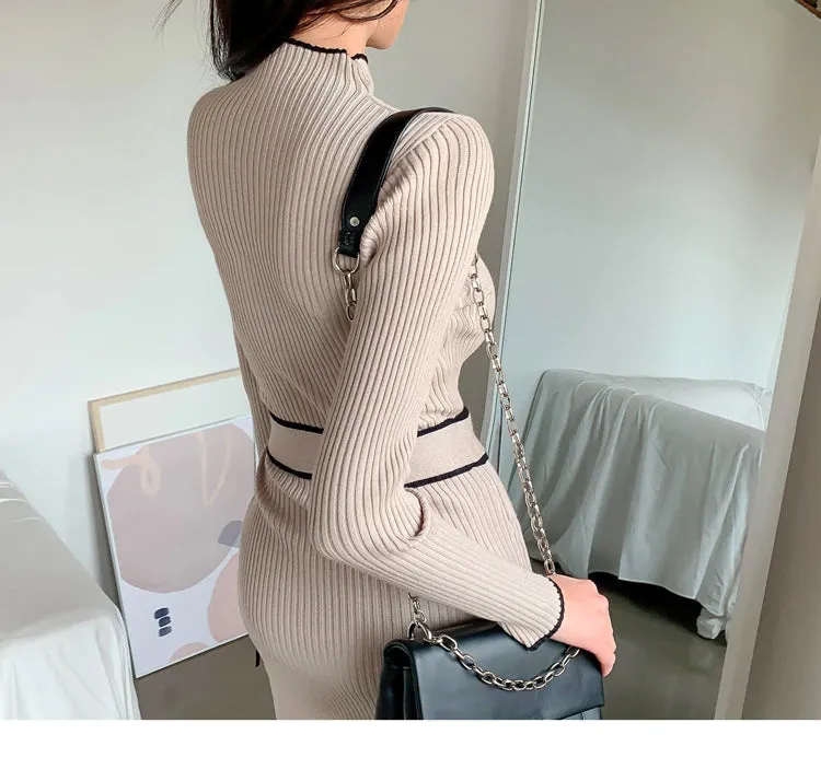 Stylemein - Long Sleeve Midi Dress | Winter Midi Dress