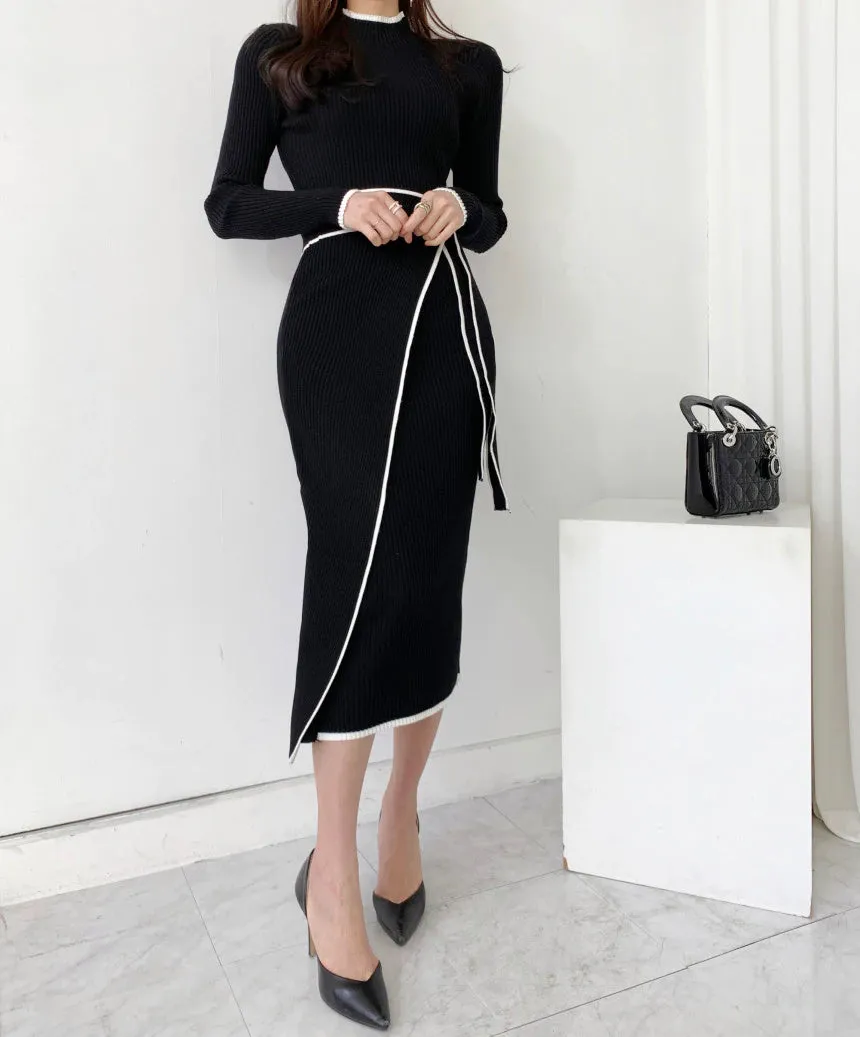 Stylemein - Long Sleeve Midi Dress | Winter Midi Dress