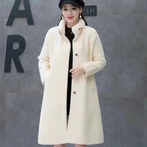 Thick Classy Stripe Coat With Pin