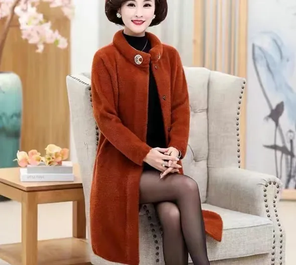 Thick Classy Stripe Coat With Pin