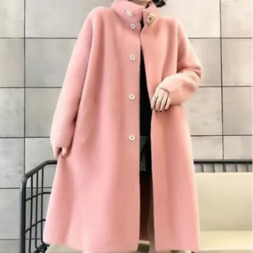Thick Classy Stripe Coat With Pin