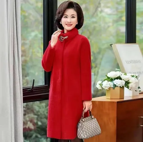 Thick Classy Stripe Coat With Pin
