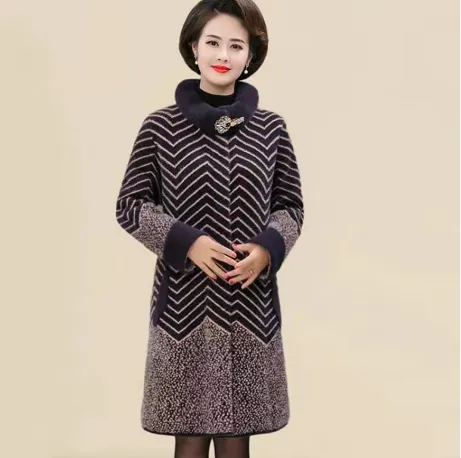 Thick Classy Stripe Coat With Pin