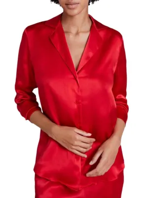 Toi Mon Amour Silk Blouse - Rouge Passion