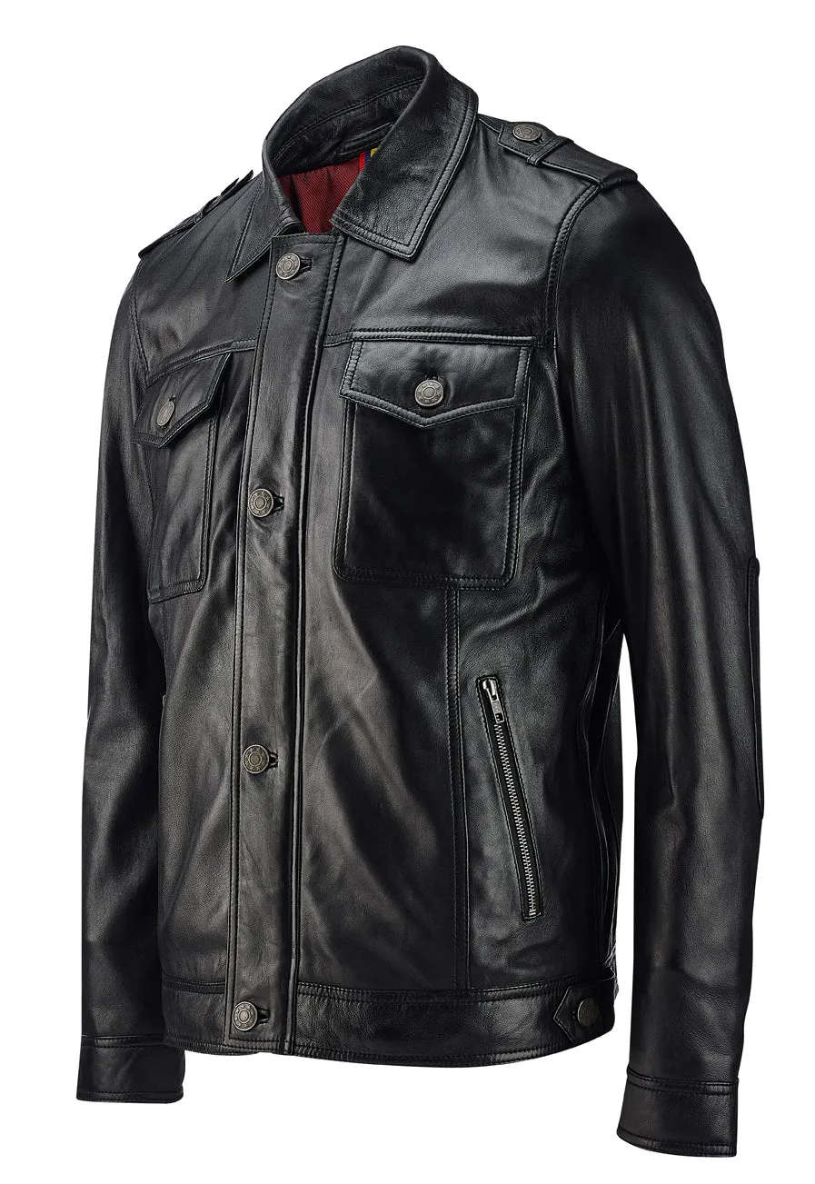 Trucker Leather Jacket (Lamb Leather)