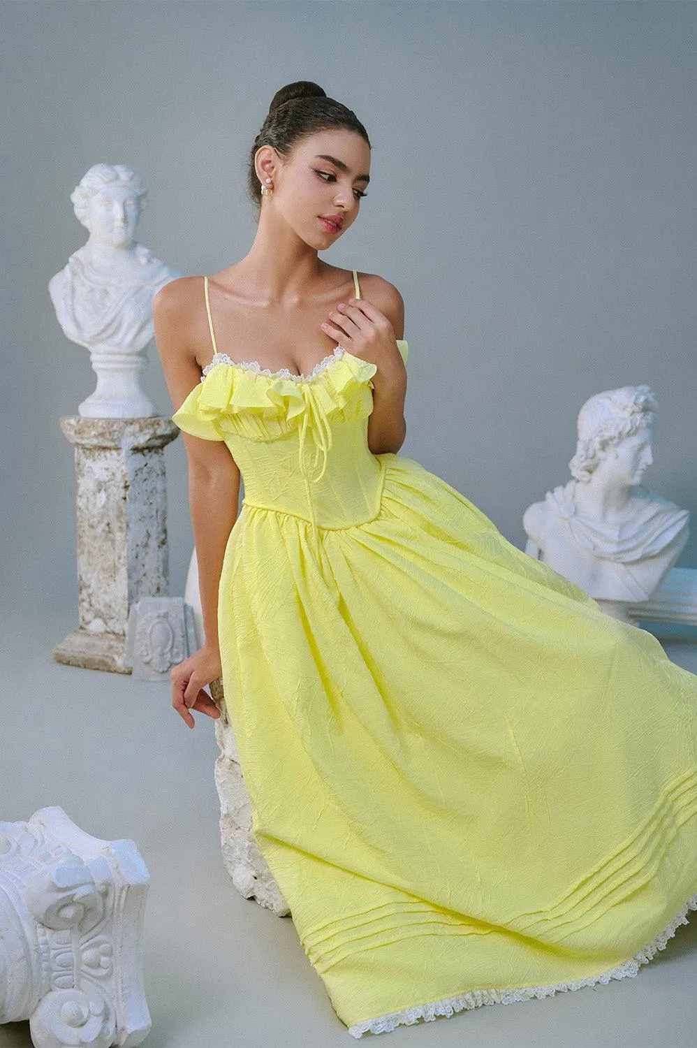 Tulip Ball Gown Spaghetti Strap Taffeta Silk Midi Dress