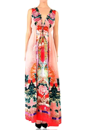 V-Neck High Slit Maxi Dress