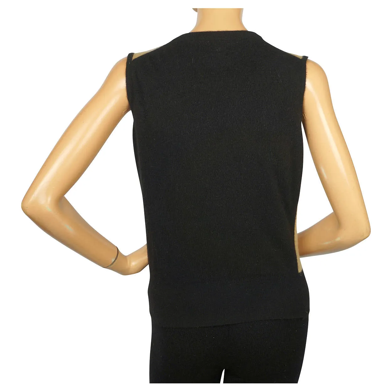 Vintage 1970s Jaeger British Cashmere Pullover Sweater Vest Zig Zag Ptn Ladies M