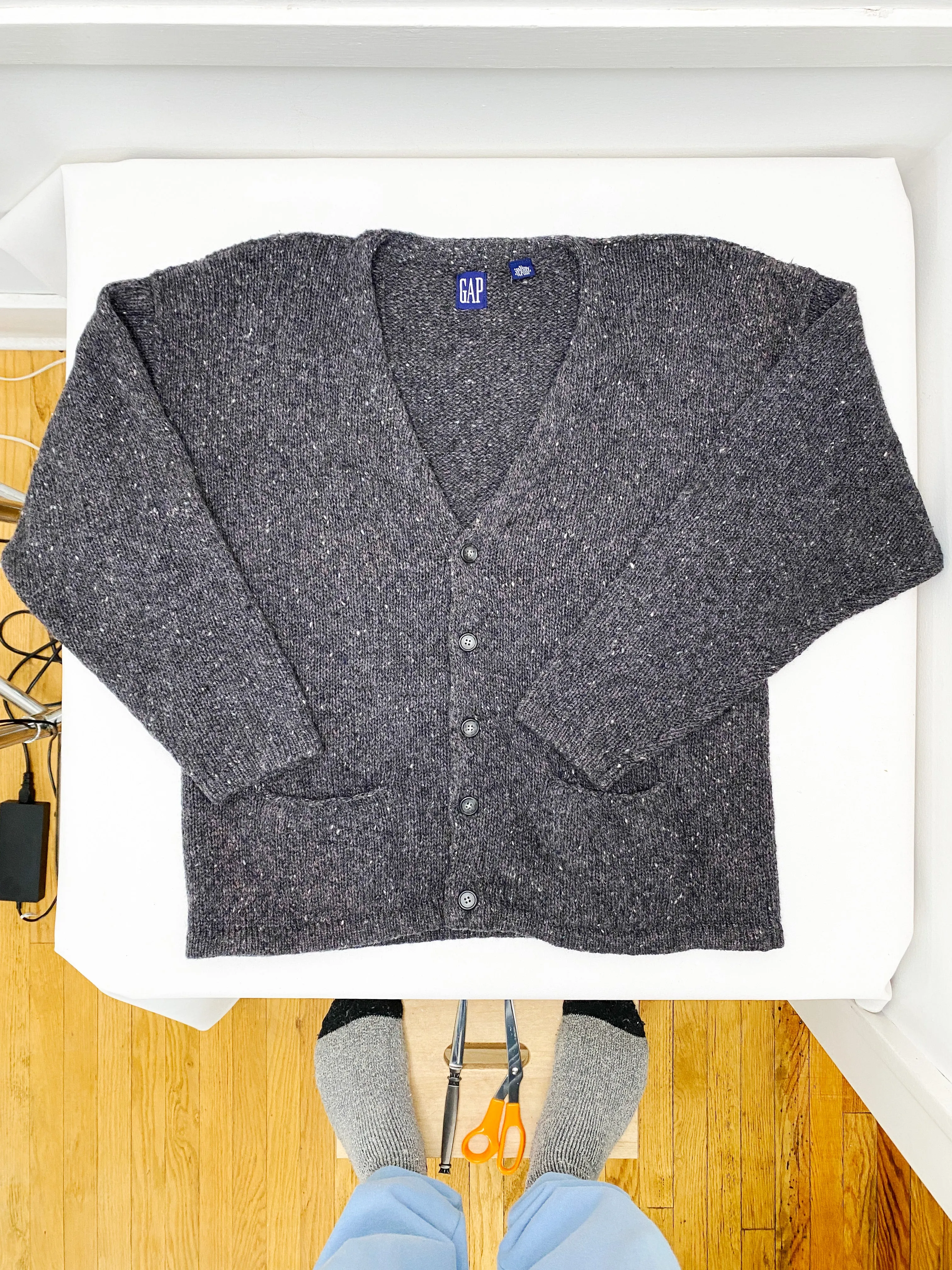 Vintage Gap Gray Wool Cardigan Pocket Sweater (XL)