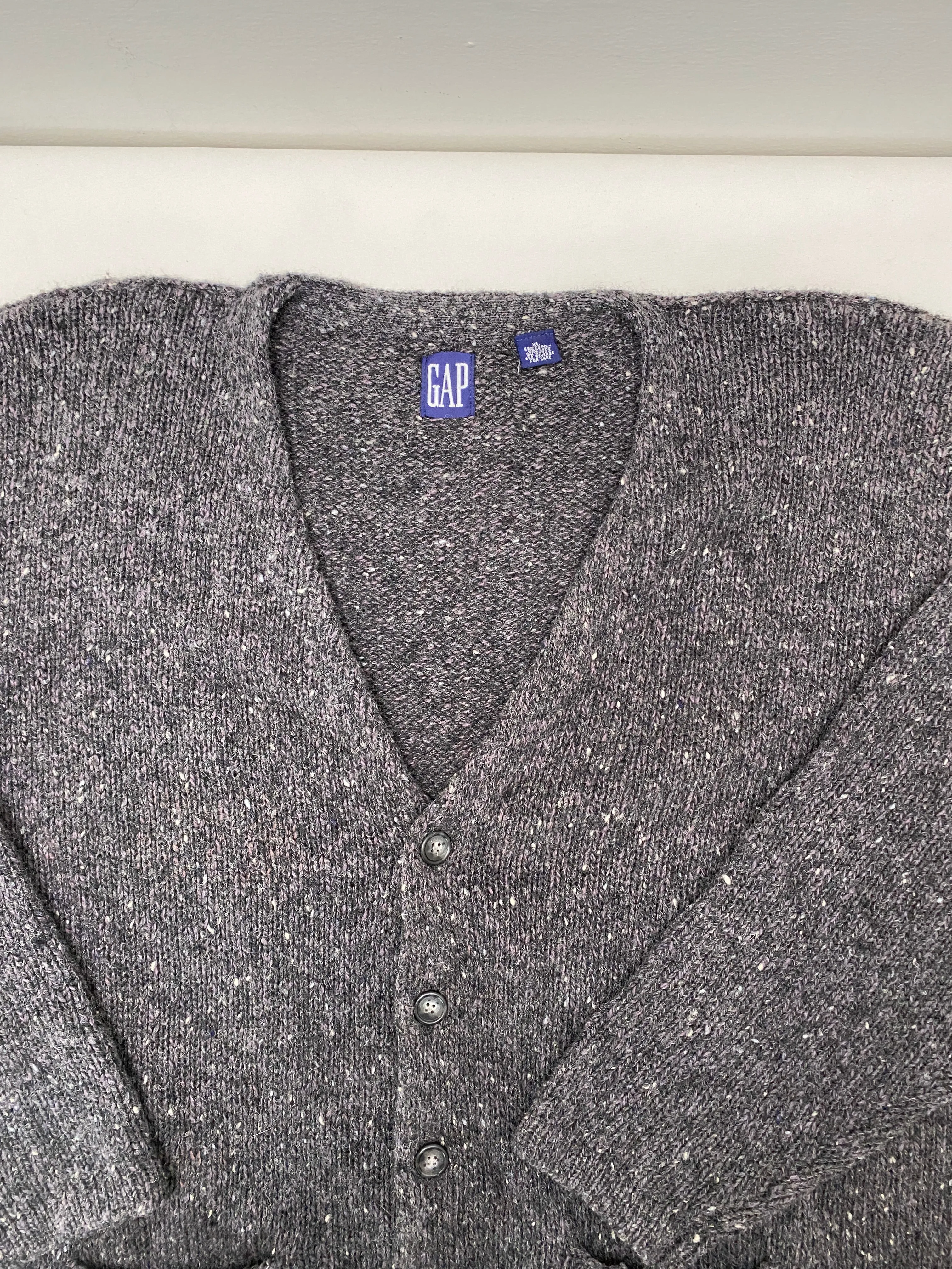 Vintage Gap Gray Wool Cardigan Pocket Sweater (XL)