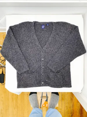 Vintage Gap Gray Wool Cardigan Pocket Sweater (XL)
