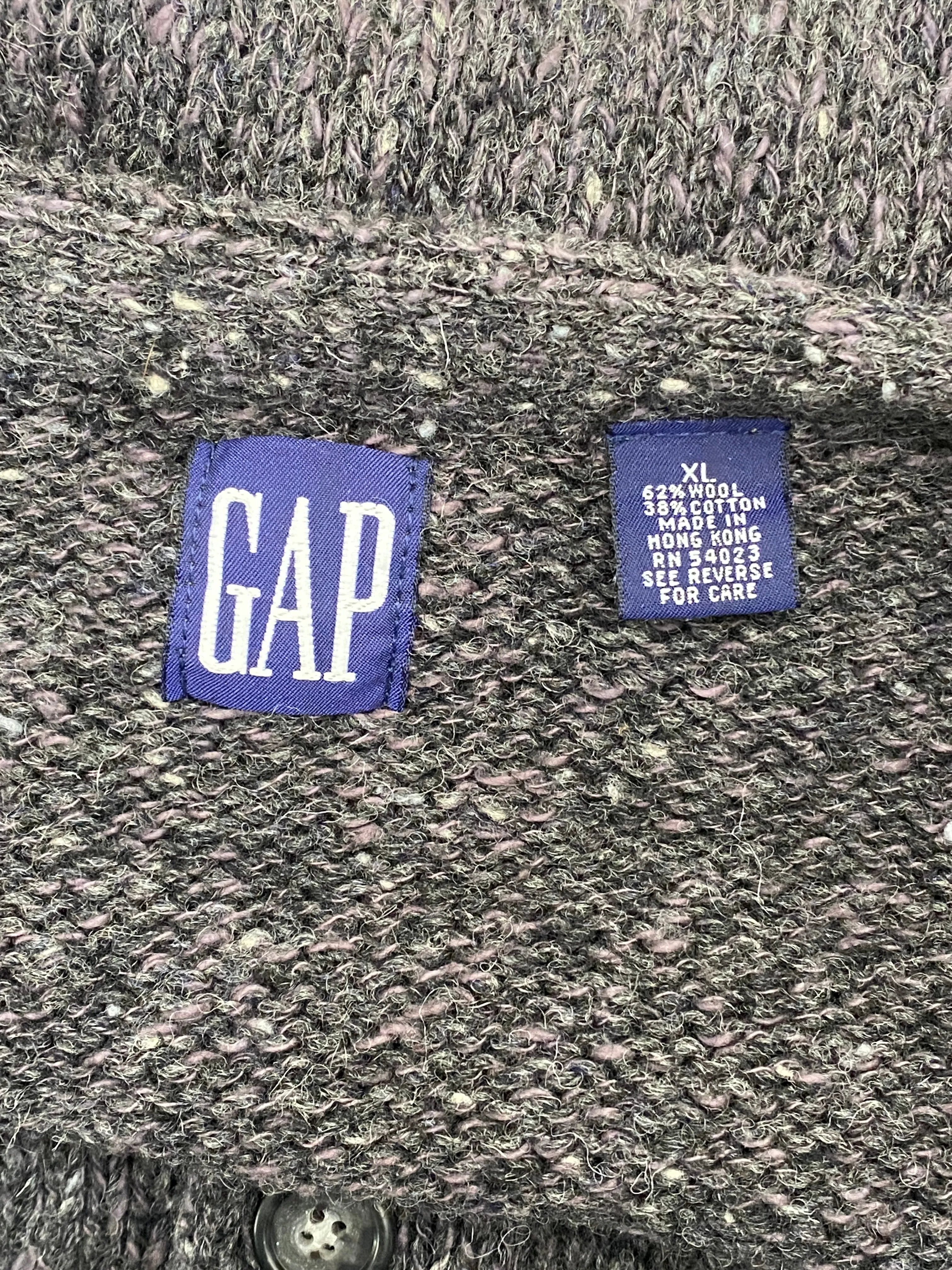 Vintage Gap Gray Wool Cardigan Pocket Sweater (XL)