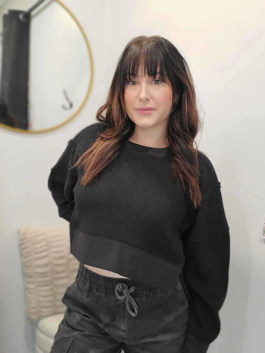 Waffle knit sweater