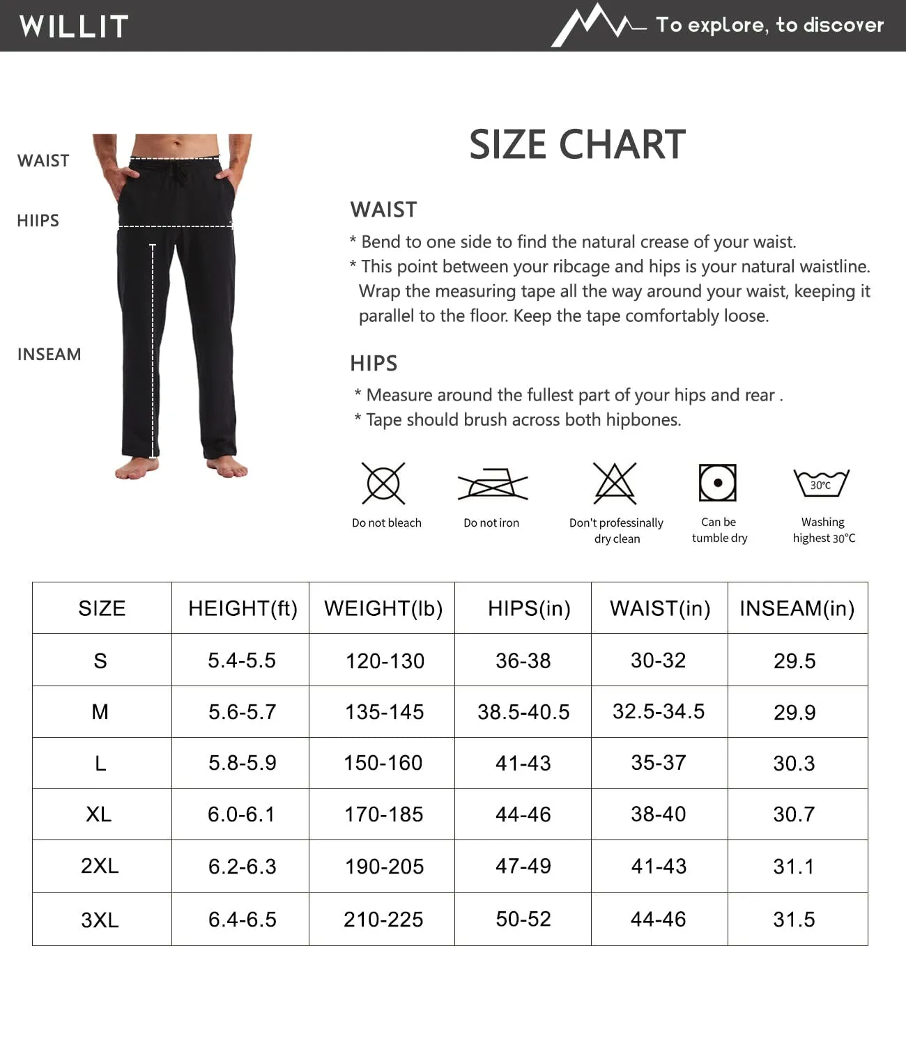 Willit Men's Cotton Yoga Exercise Pants