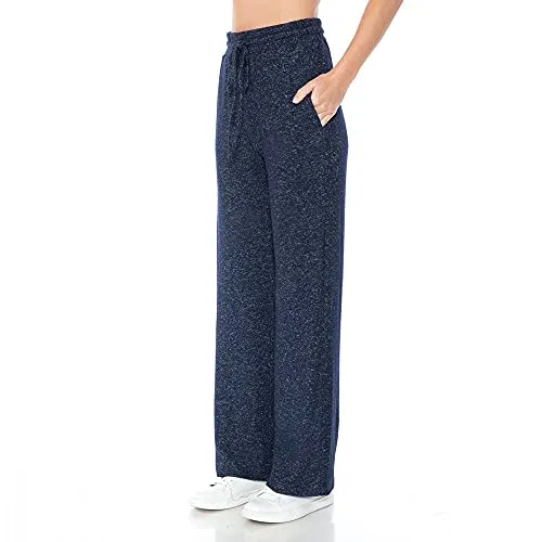 Women's Brushed Hacci Wide Leg Stretchy Drawstring Lounge Pants